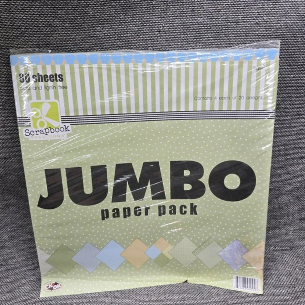 Scrapbook Solutions Jumbo Paper Pack 80 Sheets 12x12 Travel Green New Sealed